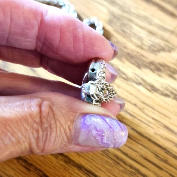 BEST Vintage Silver And Crystal Heart Necklace SWEET AND SPARKLY - Picture 4 of 9